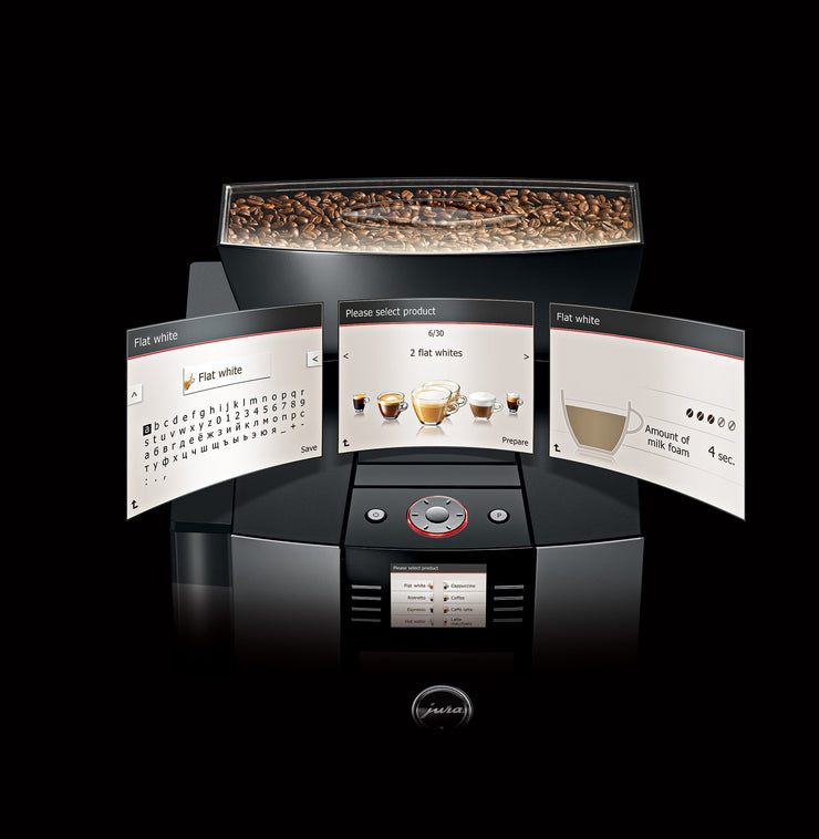 Jura Giga X3c Gen 2 commercial coffee machine screen display features